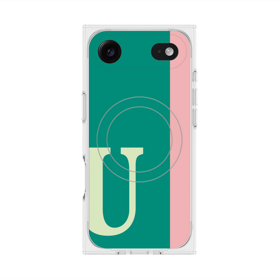 プレミアムスクエアケース with MagSafe［ オリジナル - initial color line - U green ］