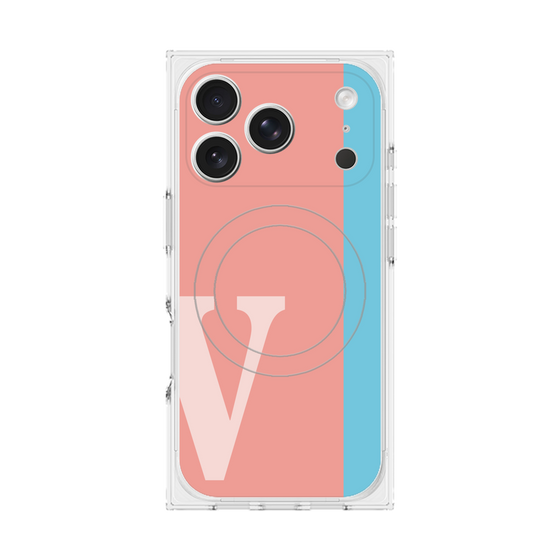 プレミアムスクエアケース with MagSafe［ オリジナル - initial color line - V pink ］