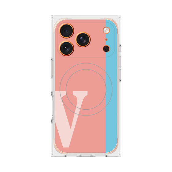 プレミアムスクエアケース with MagSafe［ オリジナル - initial color line - V pink ］