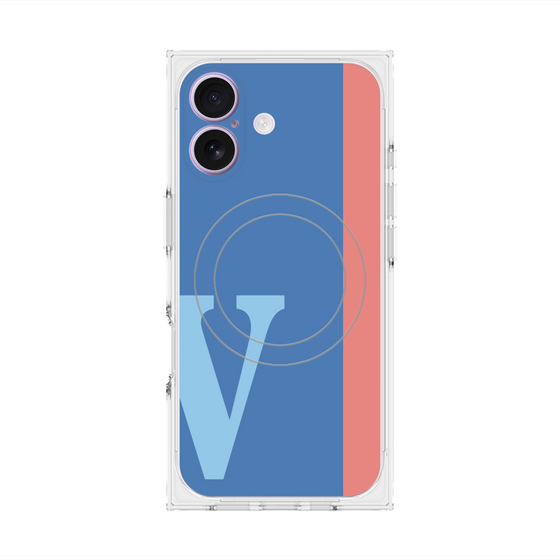 プレミアムスクエアケース with MagSafe［ オリジナル - initial color line - V blue ］