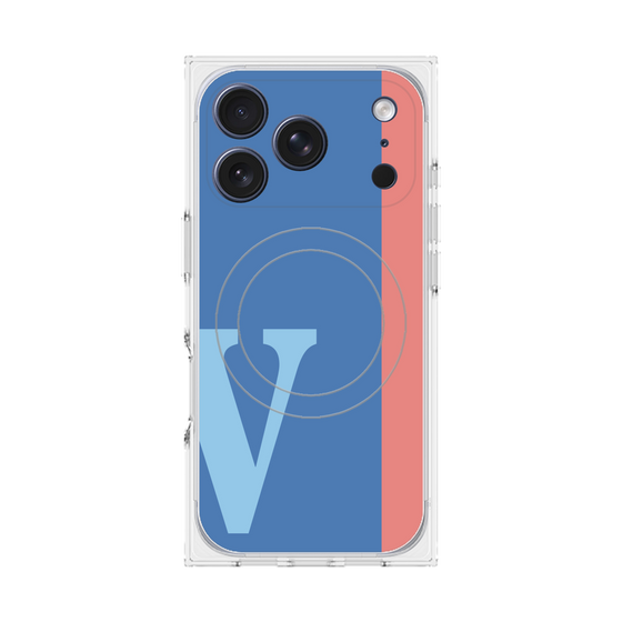 プレミアムスクエアケース with MagSafe［ オリジナル - initial color line - V blue ］