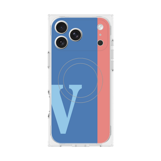 プレミアムスクエアケース with MagSafe［ オリジナル - initial color line - V blue ］