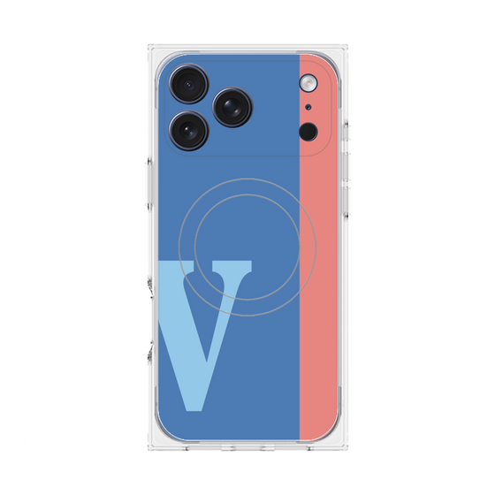 プレミアムスクエアケース with MagSafe［ オリジナル - initial color line - V blue ］