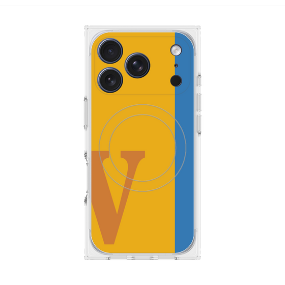 プレミアムスクエアケース with MagSafe［ オリジナル - initial color line - V orange ］
