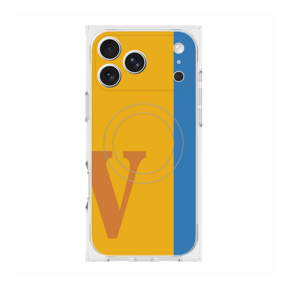 プレミアムスクエアケース with MagSafe［ オリジナル - initial color line - V orange ］