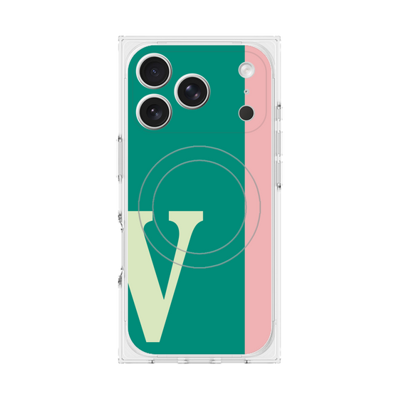 プレミアムスクエアケース with MagSafe［ オリジナル - initial color line - V green ］