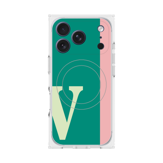 プレミアムスクエアケース with MagSafe［ オリジナル - initial color line - V green ］