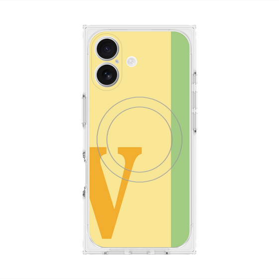 プレミアムスクエアケース with MagSafe［ オリジナル - initial color line - V yellow ］