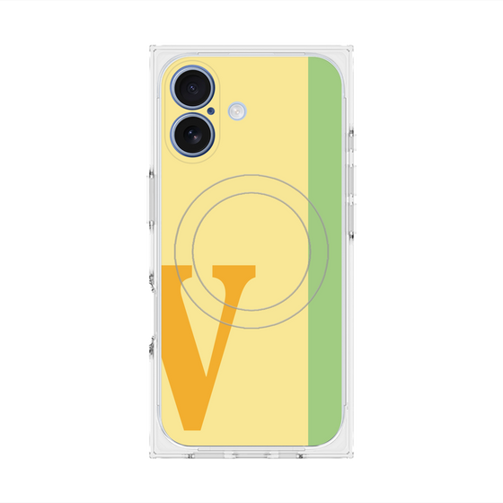 プレミアムスクエアケース with MagSafe［ オリジナル - initial color line - V yellow ］