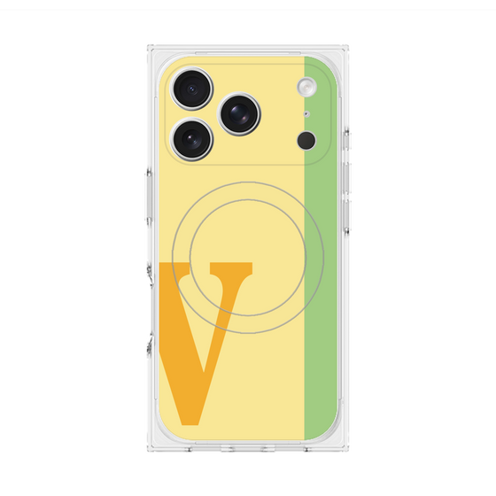 プレミアムスクエアケース with MagSafe［ オリジナル - initial color line - V yellow ］
