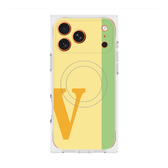 プレミアムスクエアケース with MagSafe［ オリジナル - initial color line - V yellow ］