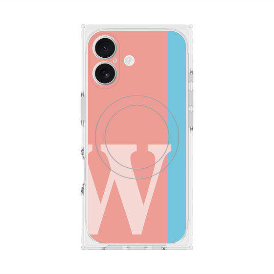 プレミアムスクエアケース with MagSafe［ オリジナル - initial color line - W pink ］