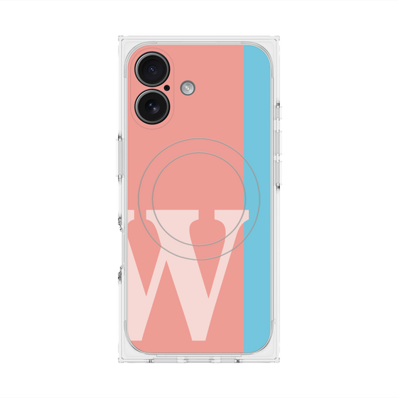 プレミアムスクエアケース with MagSafe［ オリジナル - initial color line - W pink ］