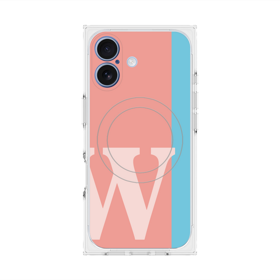 プレミアムスクエアケース with MagSafe［ オリジナル - initial color line - W pink ］