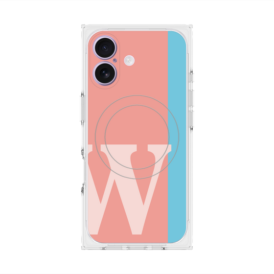 プレミアムスクエアケース with MagSafe［ オリジナル - initial color line - W pink ］