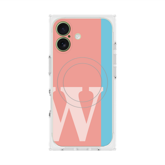 プレミアムスクエアケース with MagSafe［ オリジナル - initial color line - W pink ］