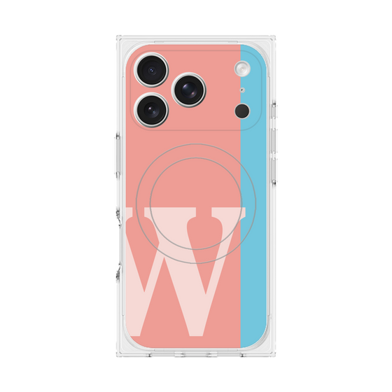 プレミアムスクエアケース with MagSafe［ オリジナル - initial color line - W pink ］
