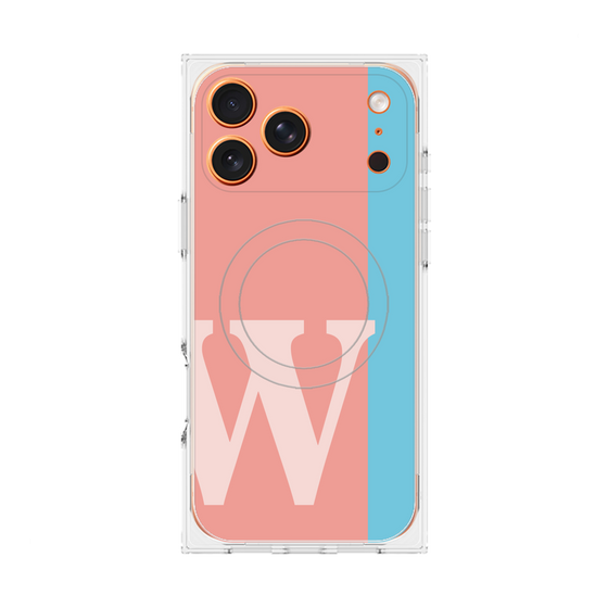 プレミアムスクエアケース with MagSafe［ オリジナル - initial color line - W pink ］