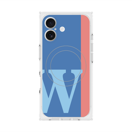 プレミアムスクエアケース with MagSafe［ オリジナル - initial color line - W blue ］