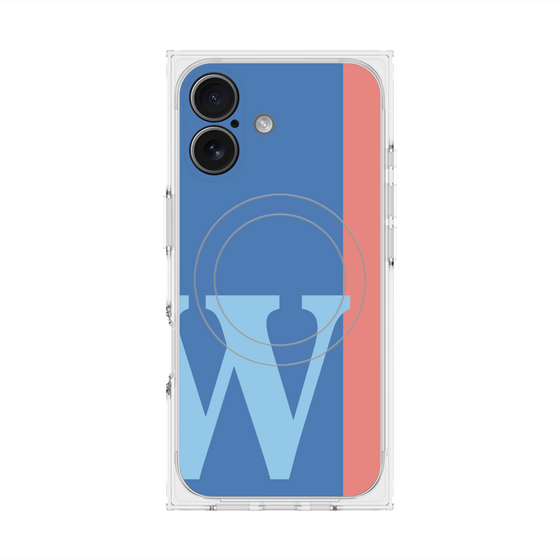 プレミアムスクエアケース with MagSafe［ オリジナル - initial color line - W blue ］