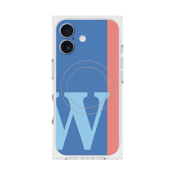 プレミアムスクエアケース with MagSafe［ オリジナル - initial color line - W blue ］