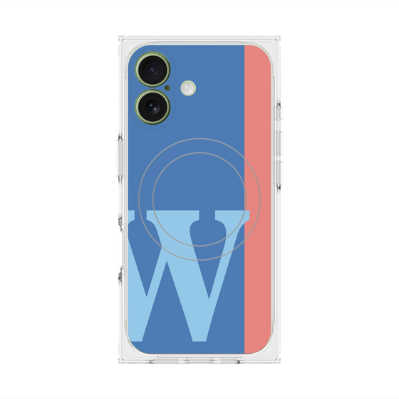 プレミアムスクエアケース with MagSafe［ オリジナル - initial color line - W blue ］