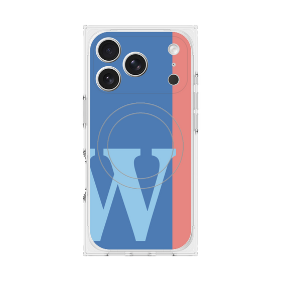 プレミアムスクエアケース with MagSafe［ オリジナル - initial color line - W blue ］