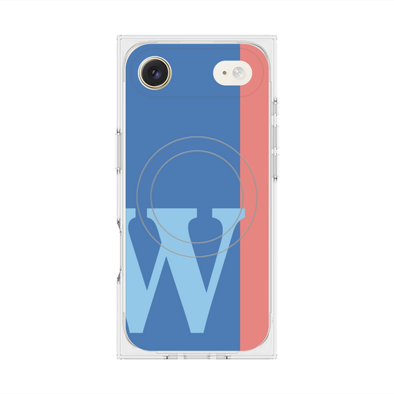 プレミアムスクエアケース with MagSafe［ オリジナル - initial color line - W blue ］