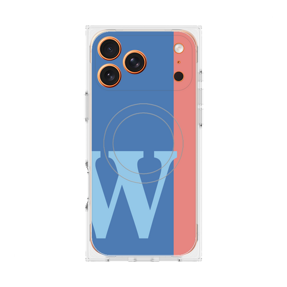 プレミアムスクエアケース with MagSafe［ オリジナル - initial color line - W blue ］