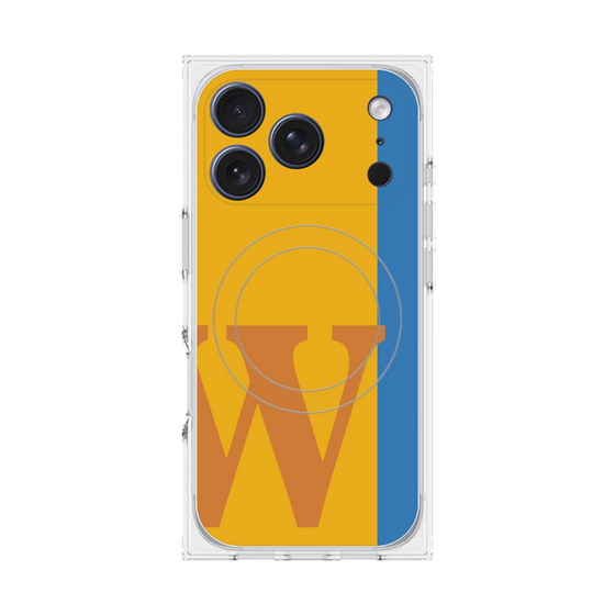 プレミアムスクエアケース with MagSafe［ オリジナル - initial color line - W orange ］