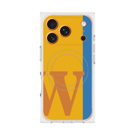 プレミアムスクエアケース with MagSafe［ オリジナル - initial color line - W orange ］