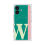 プレミアムスクエアケース with MagSafe［ オリジナル - initial color line - W green ］