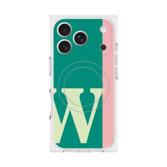 プレミアムスクエアケース with MagSafe［ オリジナル - initial color line - W green ］