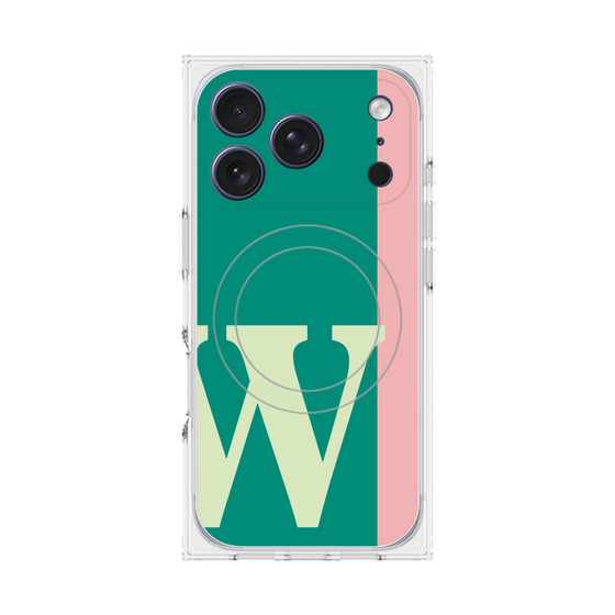 プレミアムスクエアケース with MagSafe［ オリジナル - initial color line - W green ］