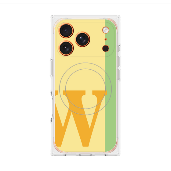 プレミアムスクエアケース with MagSafe［ オリジナル - initial color line - W yellow ］