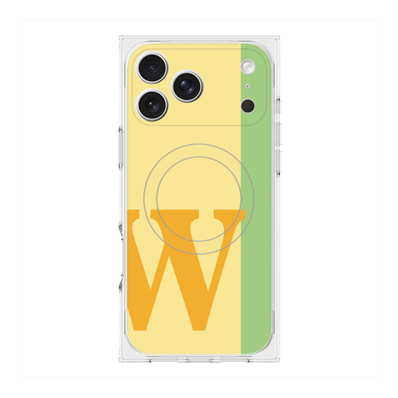 プレミアムスクエアケース with MagSafe［ オリジナル - initial color line - W yellow ］
