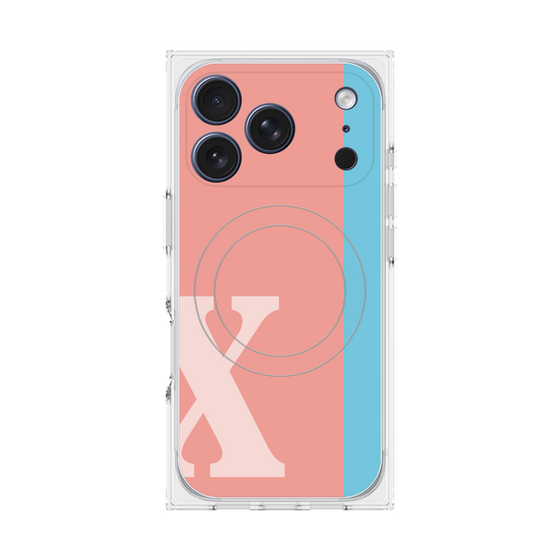 プレミアムスクエアケース with MagSafe［ オリジナル - initial color line - X pink ］