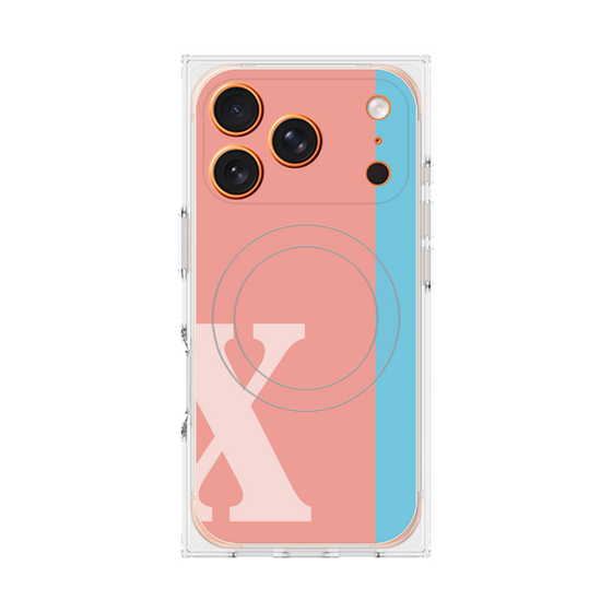 プレミアムスクエアケース with MagSafe［ オリジナル - initial color line - X pink ］