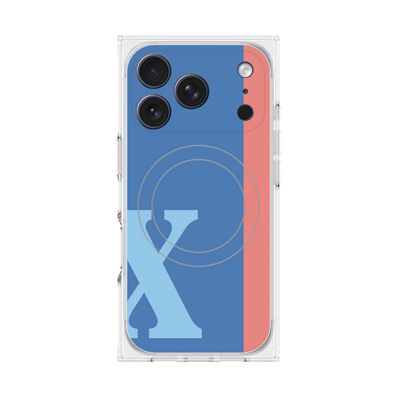 プレミアムスクエアケース with MagSafe［ オリジナル - initial color line - X blue ］