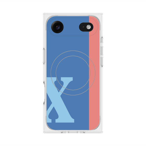 プレミアムスクエアケース with MagSafe［ オリジナル - initial color line - X blue ］