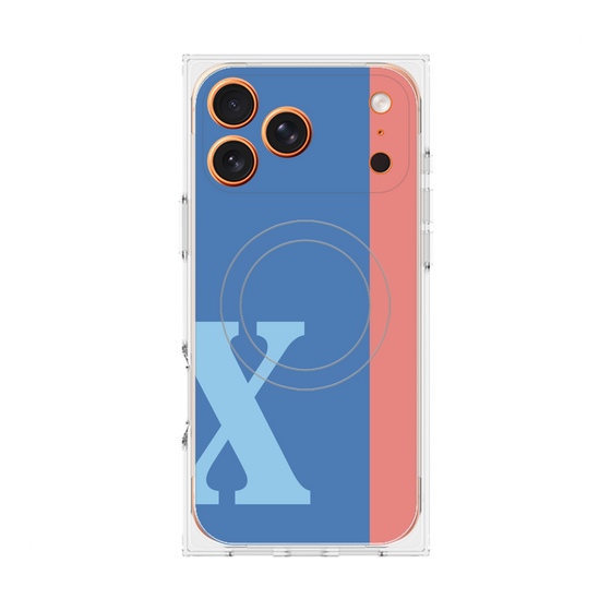 プレミアムスクエアケース with MagSafe［ オリジナル - initial color line - X blue ］