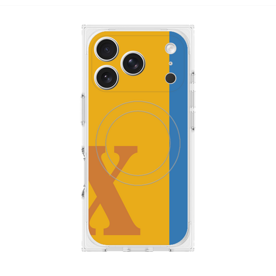 プレミアムスクエアケース with MagSafe［ オリジナル - initial color line - X orange ］