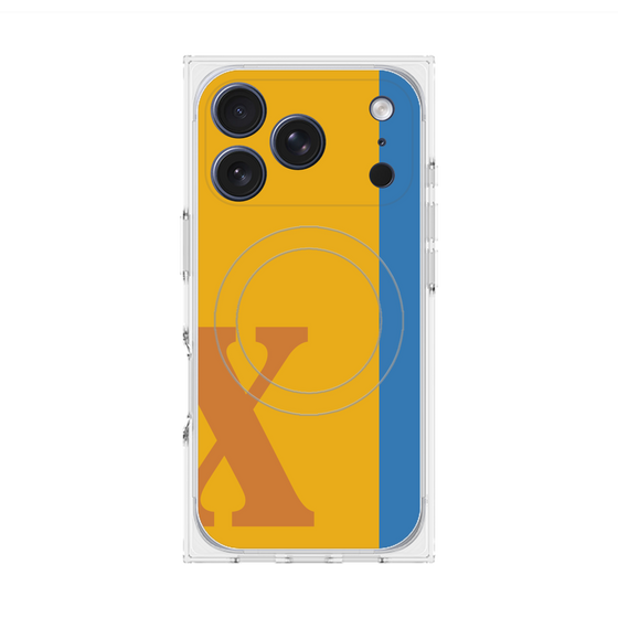 プレミアムスクエアケース with MagSafe［ オリジナル - initial color line - X orange ］