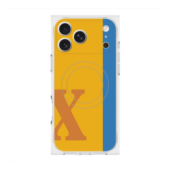 プレミアムスクエアケース with MagSafe［ オリジナル - initial color line - X orange ］