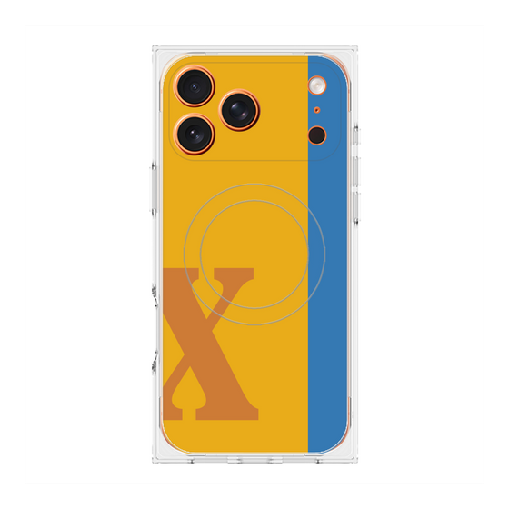 プレミアムスクエアケース with MagSafe［ オリジナル - initial color line - X orange ］