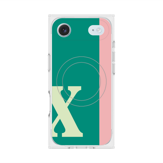 プレミアムスクエアケース with MagSafe［ オリジナル - initial color line - X green ］