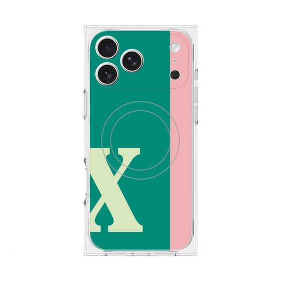 プレミアムスクエアケース with MagSafe［ オリジナル - initial color line - X green ］