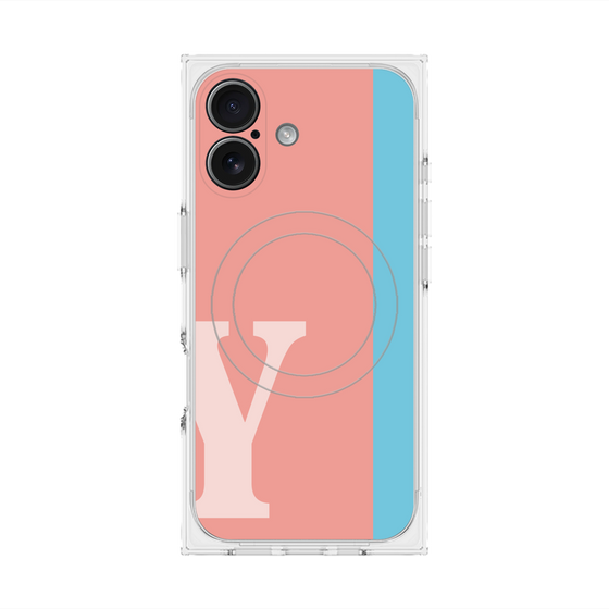 プレミアムスクエアケース with MagSafe［ オリジナル - initial color line - Y pink ］