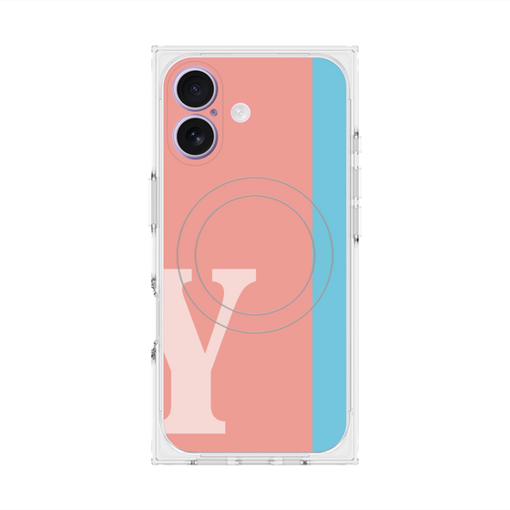 プレミアムスクエアケース with MagSafe［ オリジナル - initial color line - Y pink ］