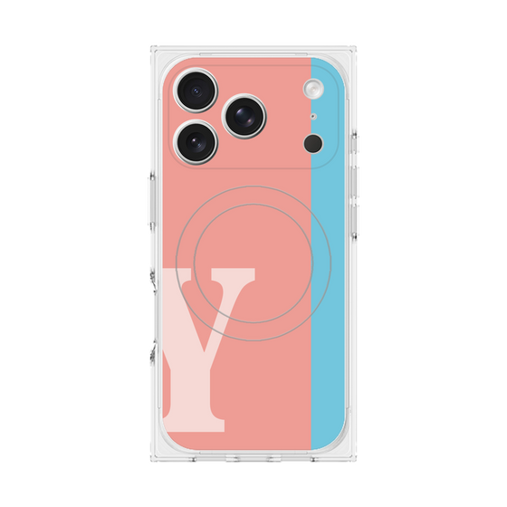 プレミアムスクエアケース with MagSafe［ オリジナル - initial color line - Y pink ］